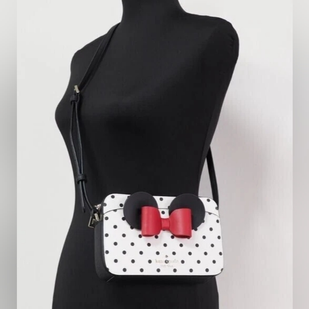 Kate Spade Disney Crossbody Minnie Mouse K4760 White Black NWT Red Bow - Picture 2 of 5